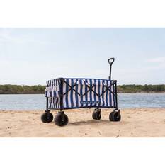 Wanderer Flat Fold Beach Cart 100kg Nautical Stripe, , bcf_hi-res