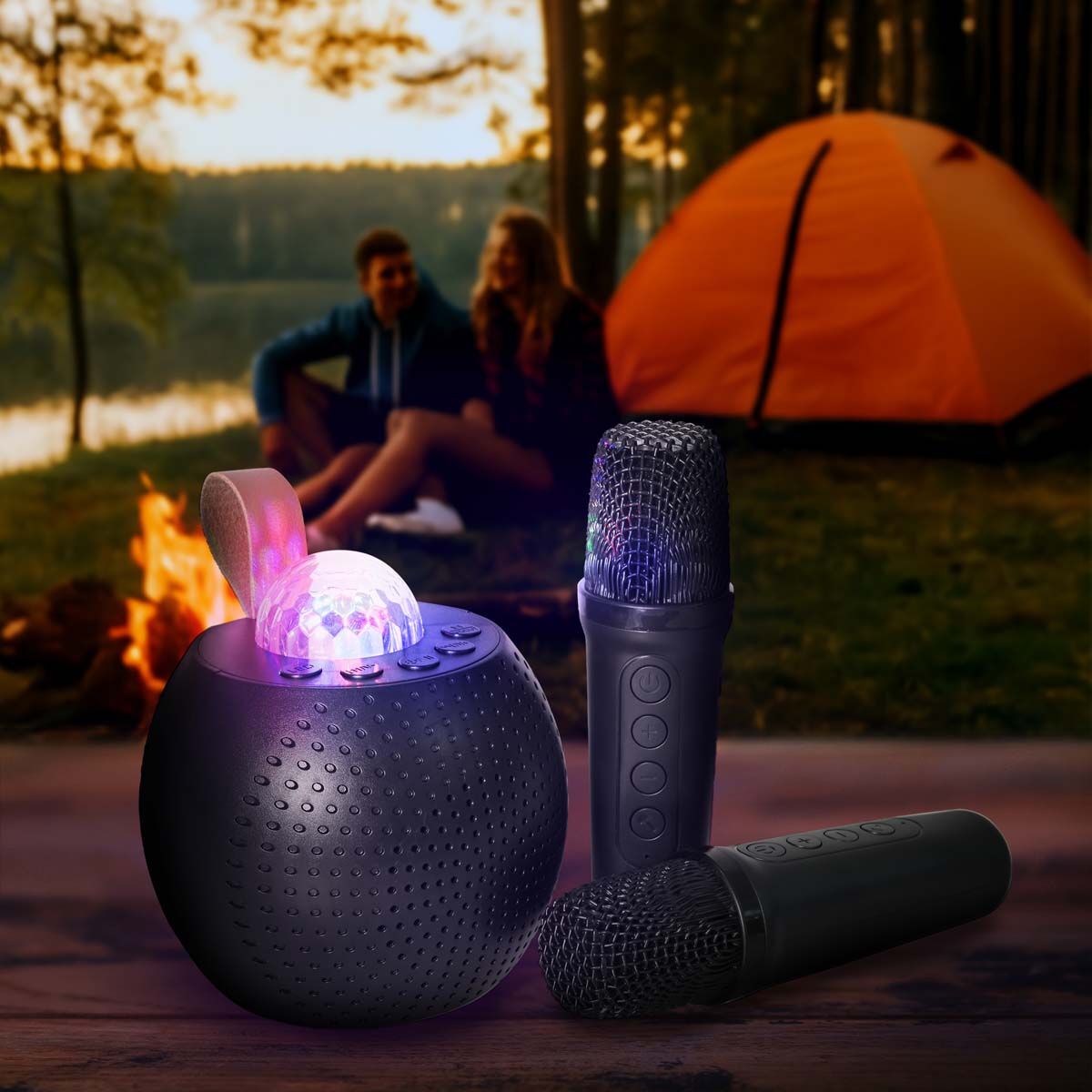 Mirabella Portable Karaoke Set with Disco Light, , bcf_hi-res