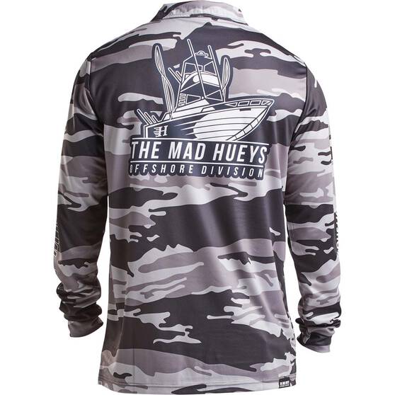 The Mad Hueys Men's Amphibian Long Sleeve UV Fishing Jersey, Black, bcf_hi-res