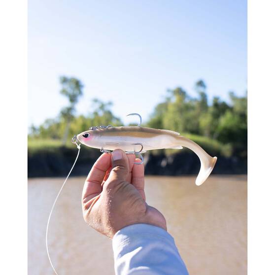 Nomad Live Ops Maniax Paddle Tail Pre-Rigged Soft Plastic Lure 8in Pearl White, Pearl White, bcf_hi-res