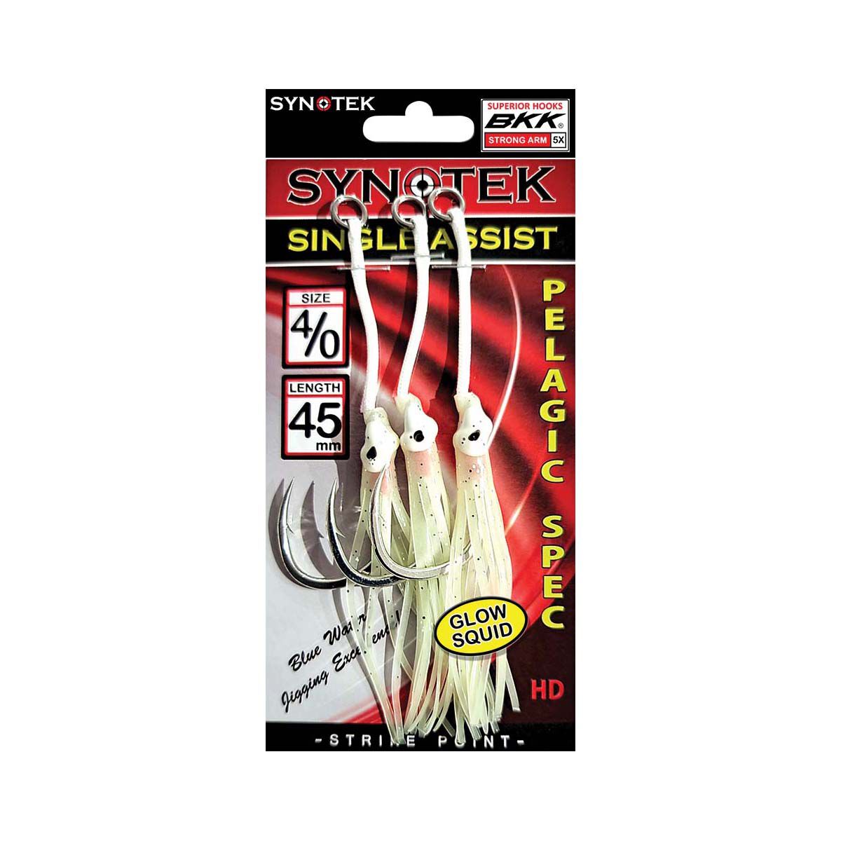 Synotek Single Assist Hooks 4/0 4.5cm Full Glow, Full Glow, bcf_hi-res