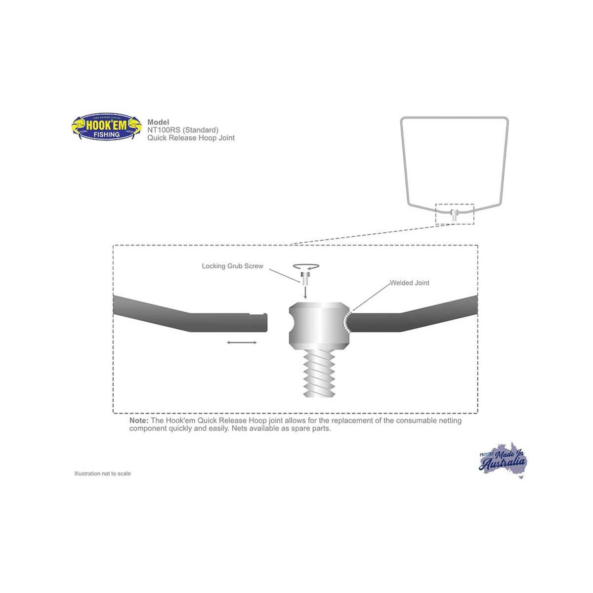 Hook'em Rubberised Standard Landing Net 100cm, , bcf_hi-res