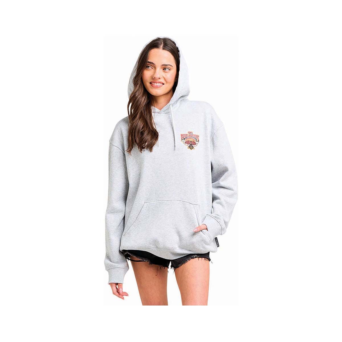 The Mad Hueys Women&rsquo;s Ladybug Anchor Fleece Pullover Grey Marle 2XL, Grey Marle, bcf_hi-res