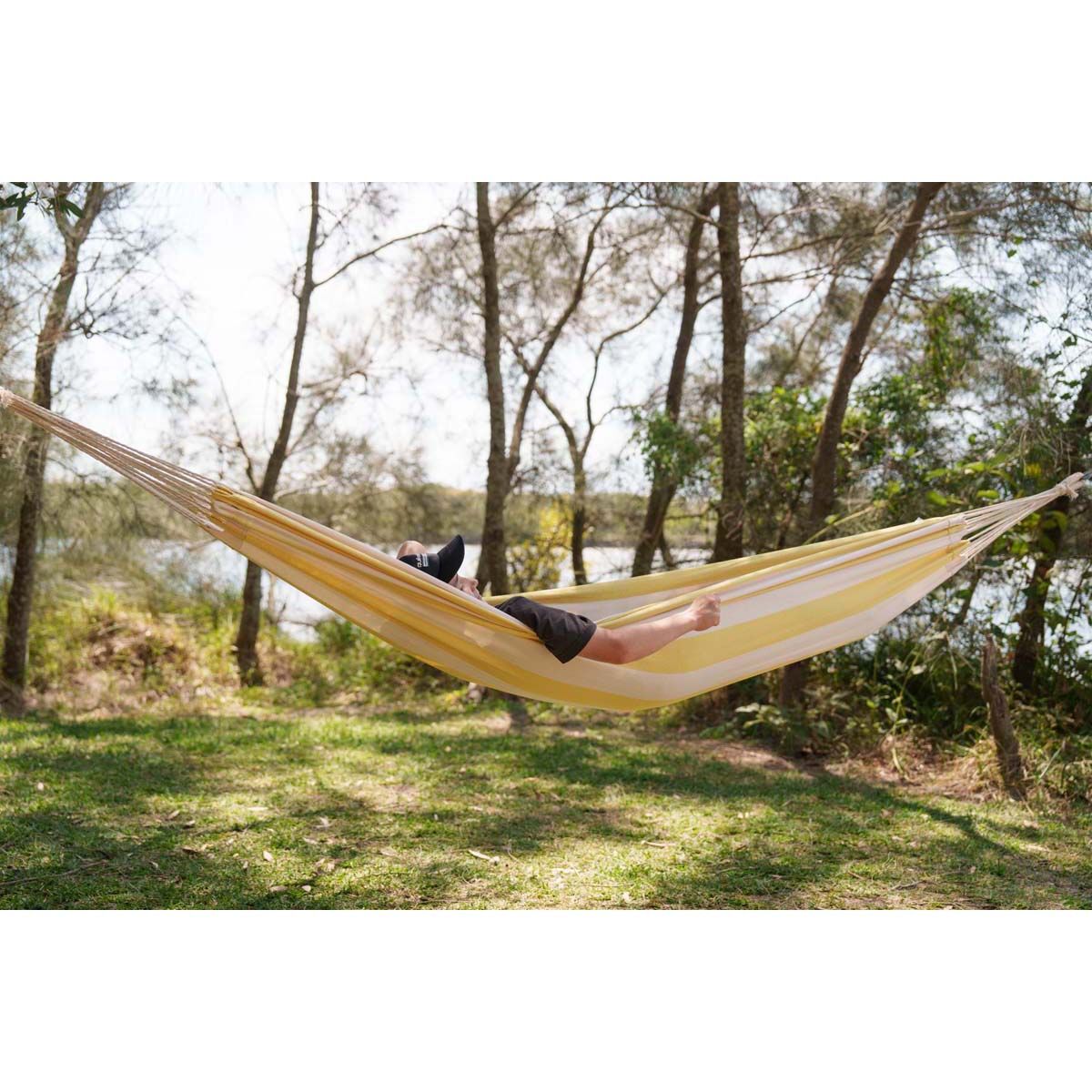 Wanderer Yellow Stripe Double Hammock, , bcf_hi-res