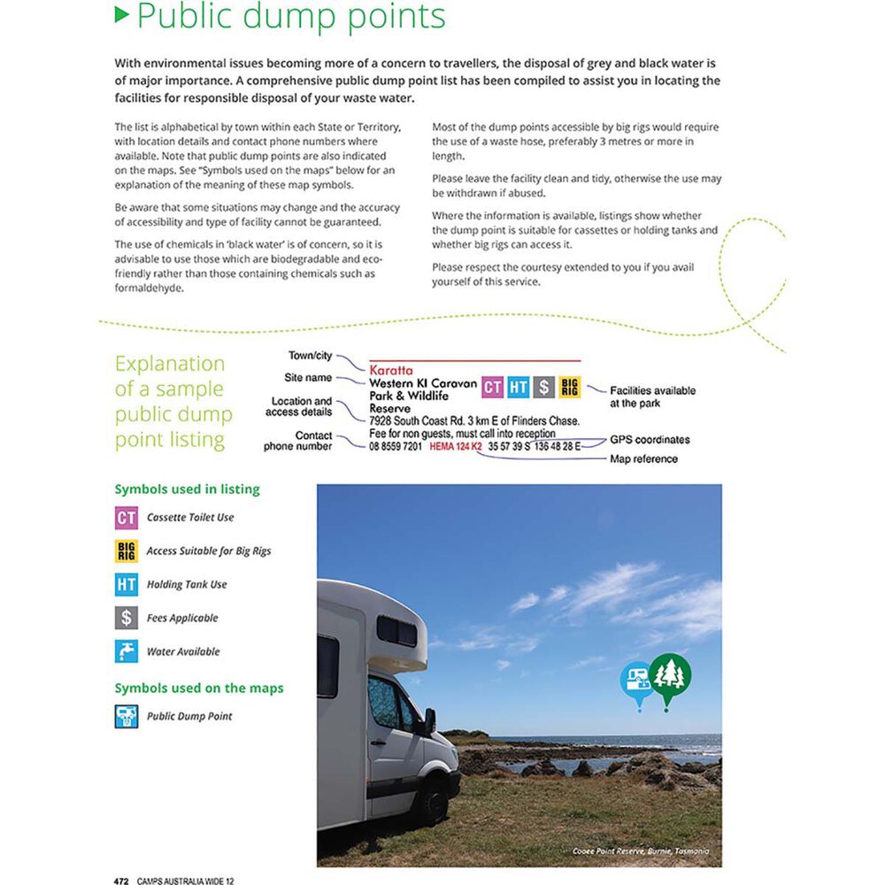 Camps 12 Australia Wide Free & Budget Campsite Book B4 Easy to Read BCF