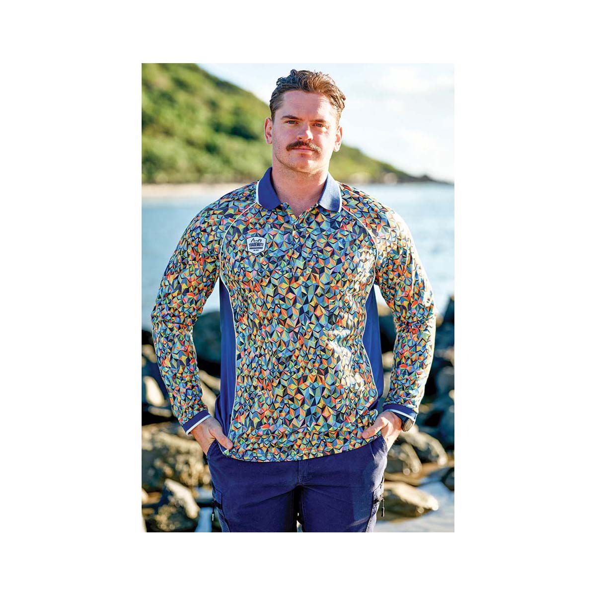 TradeMutt Men's Graphic Long Sleeve Polo, , bcf_hi-res