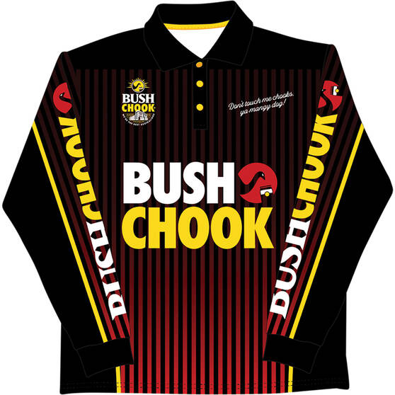 Bush Chook Men's Super Chook Sublimated Polo, Print, bcf_hi-res