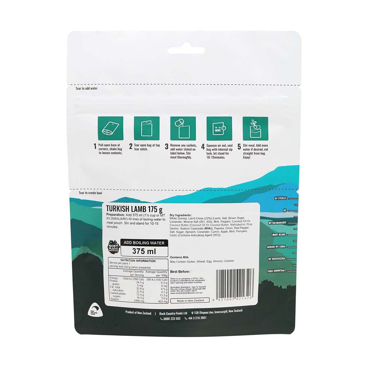 Back Country Cuisine Elite Freeze Dried Turkish Lamb 1 Serve, , bcf_hi-res