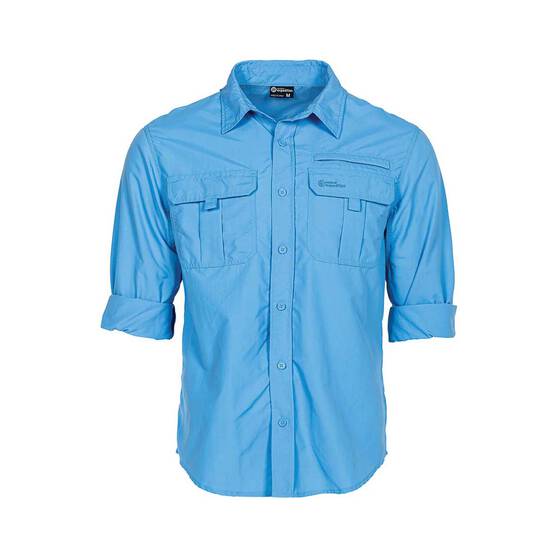 Outdoor Expedition Men's Long Sleeve Fishing Shirt, Blue, bcf_hi-res