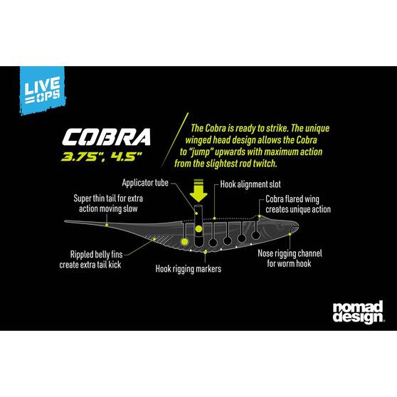 Nomad Live Ops Cobra Shad Soft Plastic Lure 3.75in Golden Shad, Golden Shad, bcf_hi-res