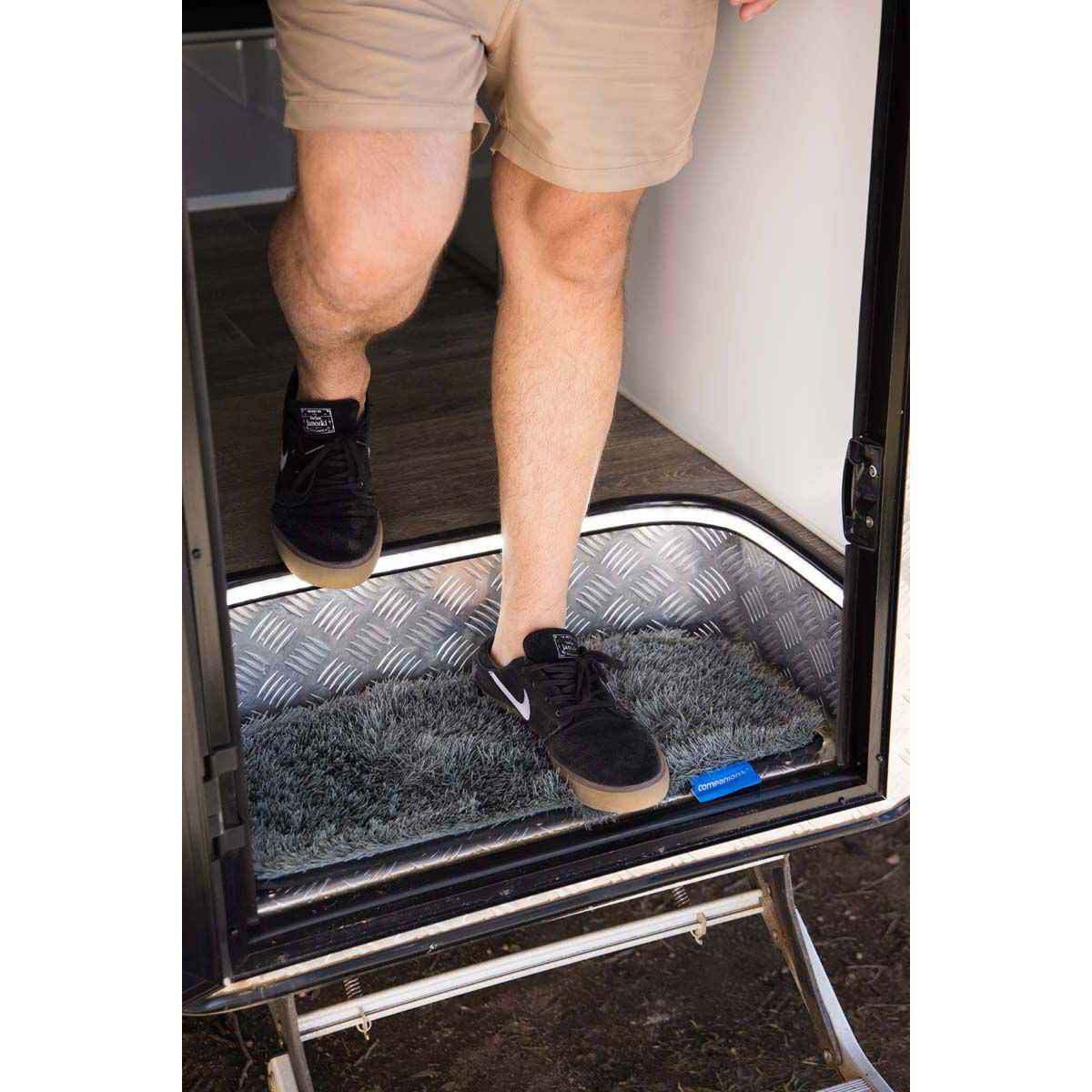 Companion Caravan Step Dust Off Mat Grey 26x58cm, , bcf_hi-res