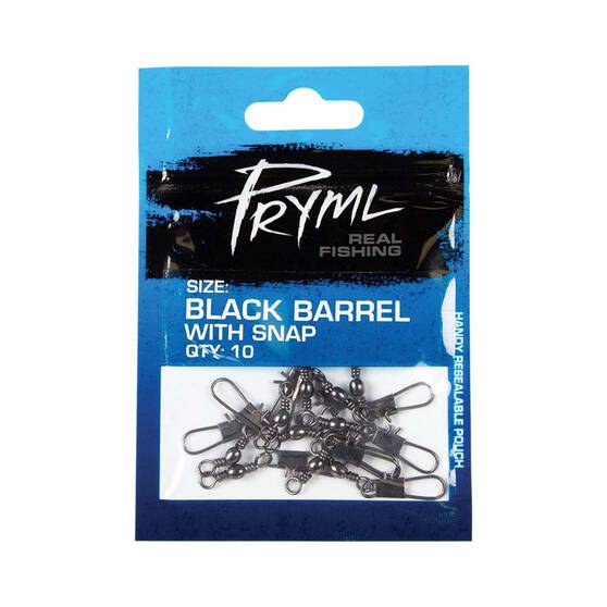 Pryml Black Barrel Snap Swivel 10 Pack Size 10