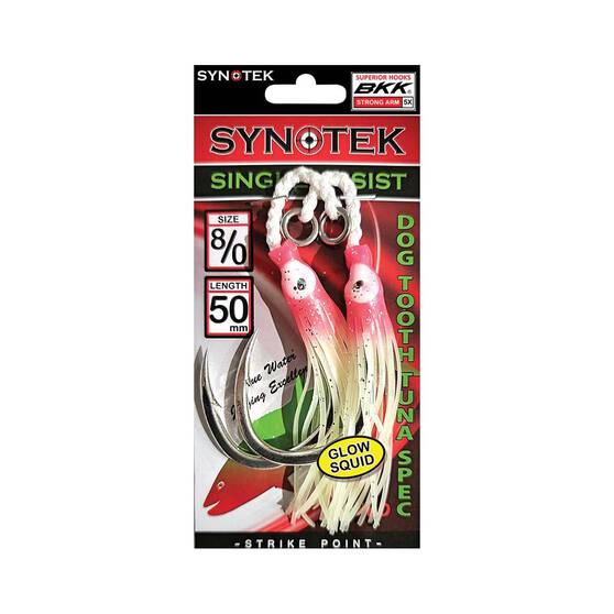 Synotek Single Assist Hooks 8/0 5.0cm Pink Head Glow, Pink Head Glow, bcf_hi-res