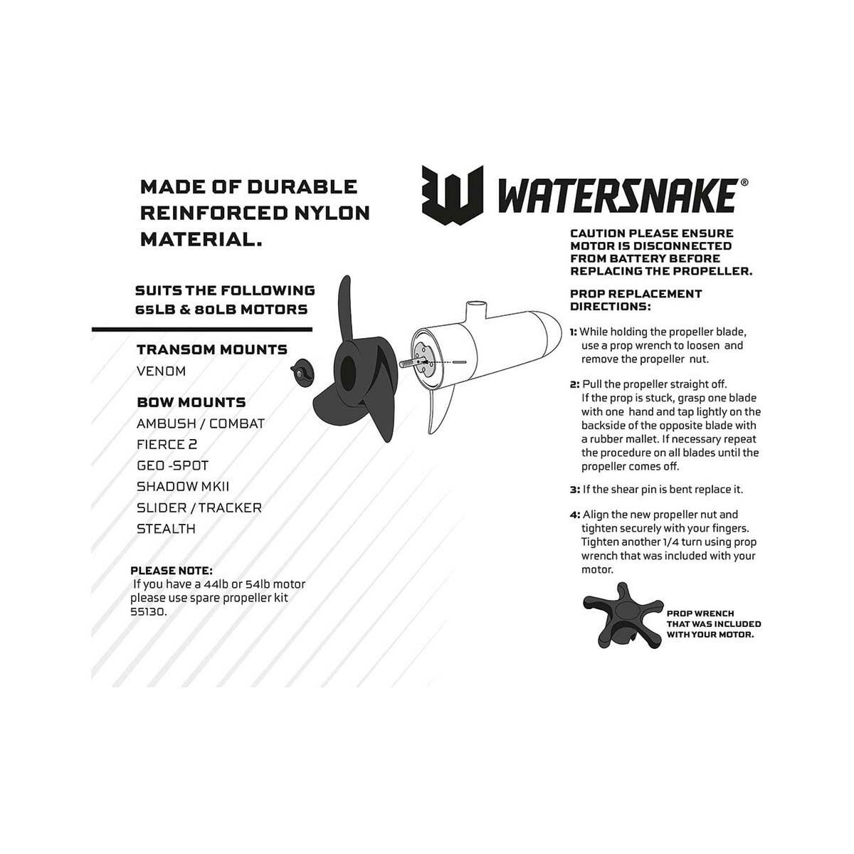 Watersnake 3-Blade Prop Kit Suits 65lb and 85lb Motors, , bcf_hi-res
