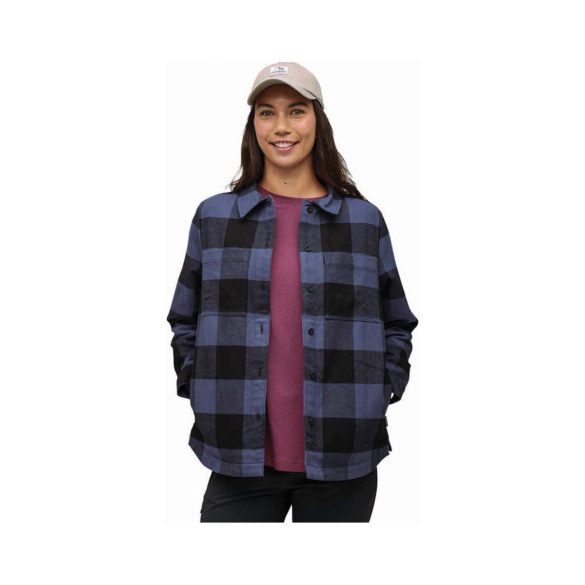 Macpac Women's Hudson Overshirt, Peacoat Plaid, bcf_hi-res