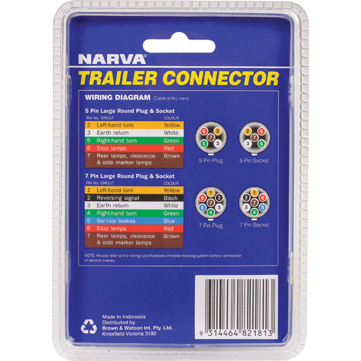 Narva 7 Pin Large Round Plastic Trailer Plug, , bcf_hi-res