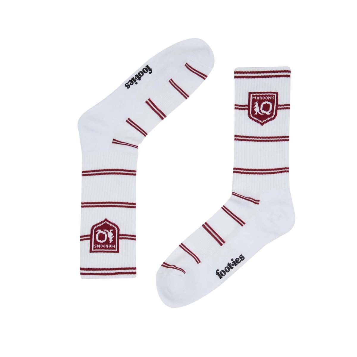 Foot-ies QLD Maroons Sneaker Socks 2 Pack, , bcf_hi-res
