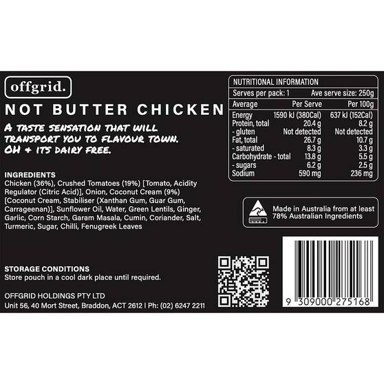Offgrid Not Butter Chicken Heat and Eat Meal 250g, , bcf_hi-res