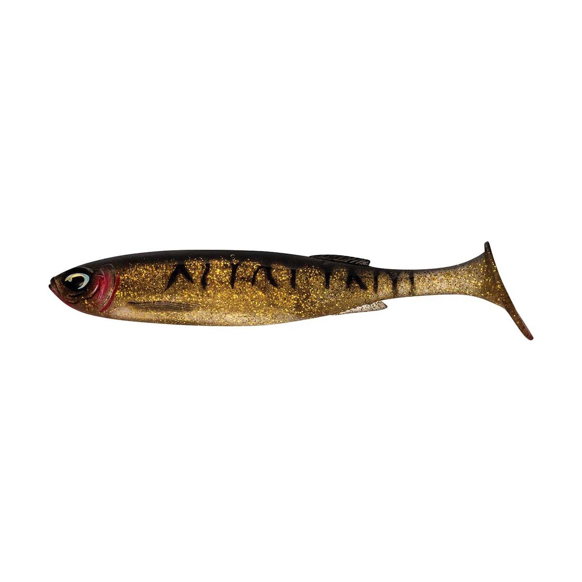 Nomad Live Ops Maniax Paddle Tail Unrigged Soft Plastic Lure 8in Black and Gold, Black and Gold, bcf_hi-res