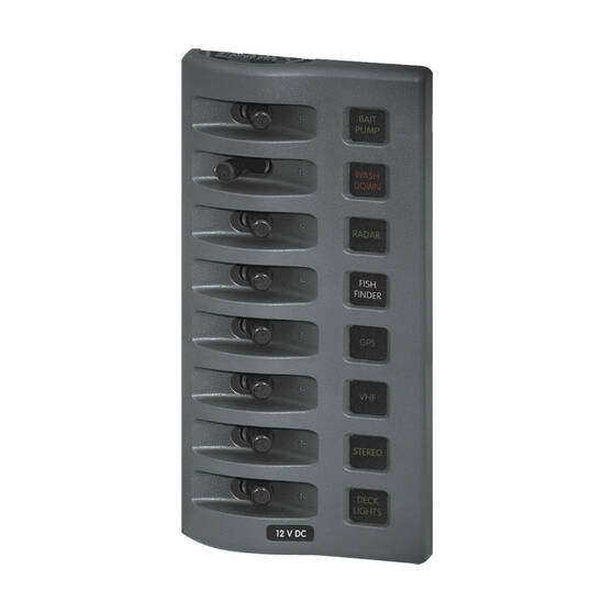 Blue Sea Systems 6 way WeatherDeck Gray Switch Panel - Fused, , bcf_hi-res