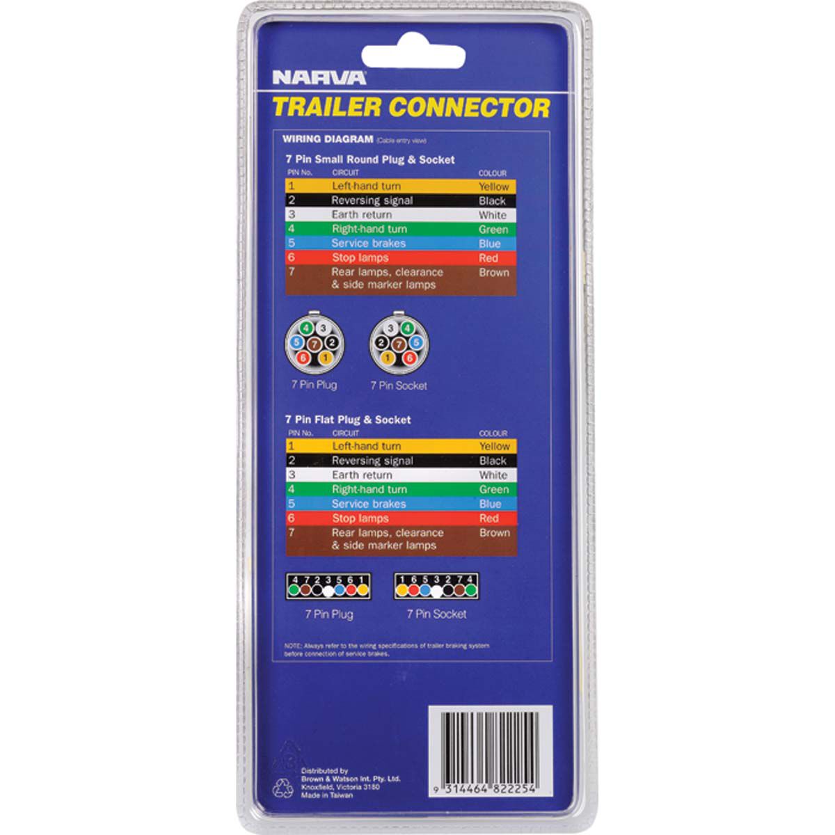 Narva 7 Pin Flat Socket To 7 Pin Small Round Trailer Plug, , bcf_hi-res