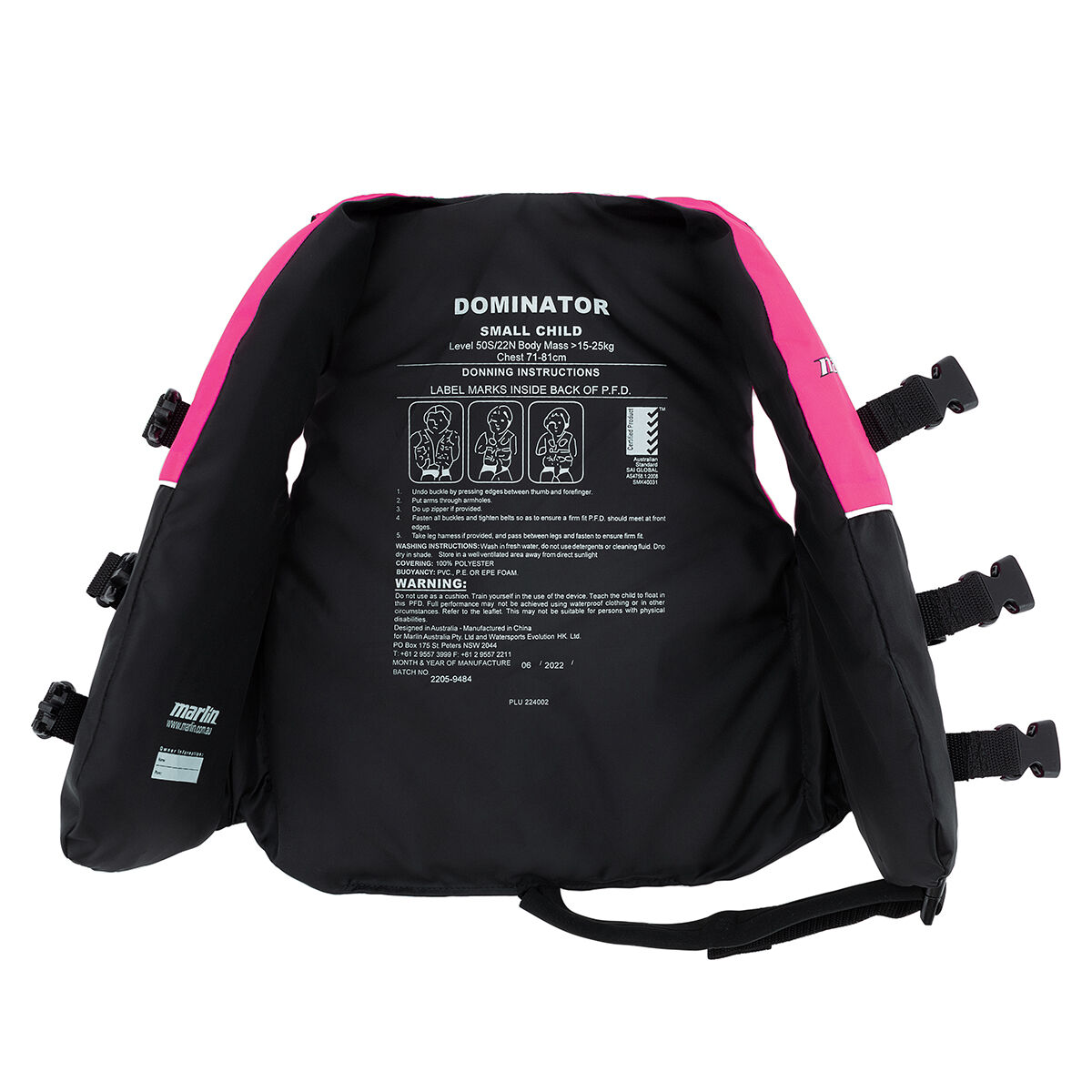 Marlin Australia Childs Dominator Level 50S PFD Pink, Pink, bcf_hi-res
