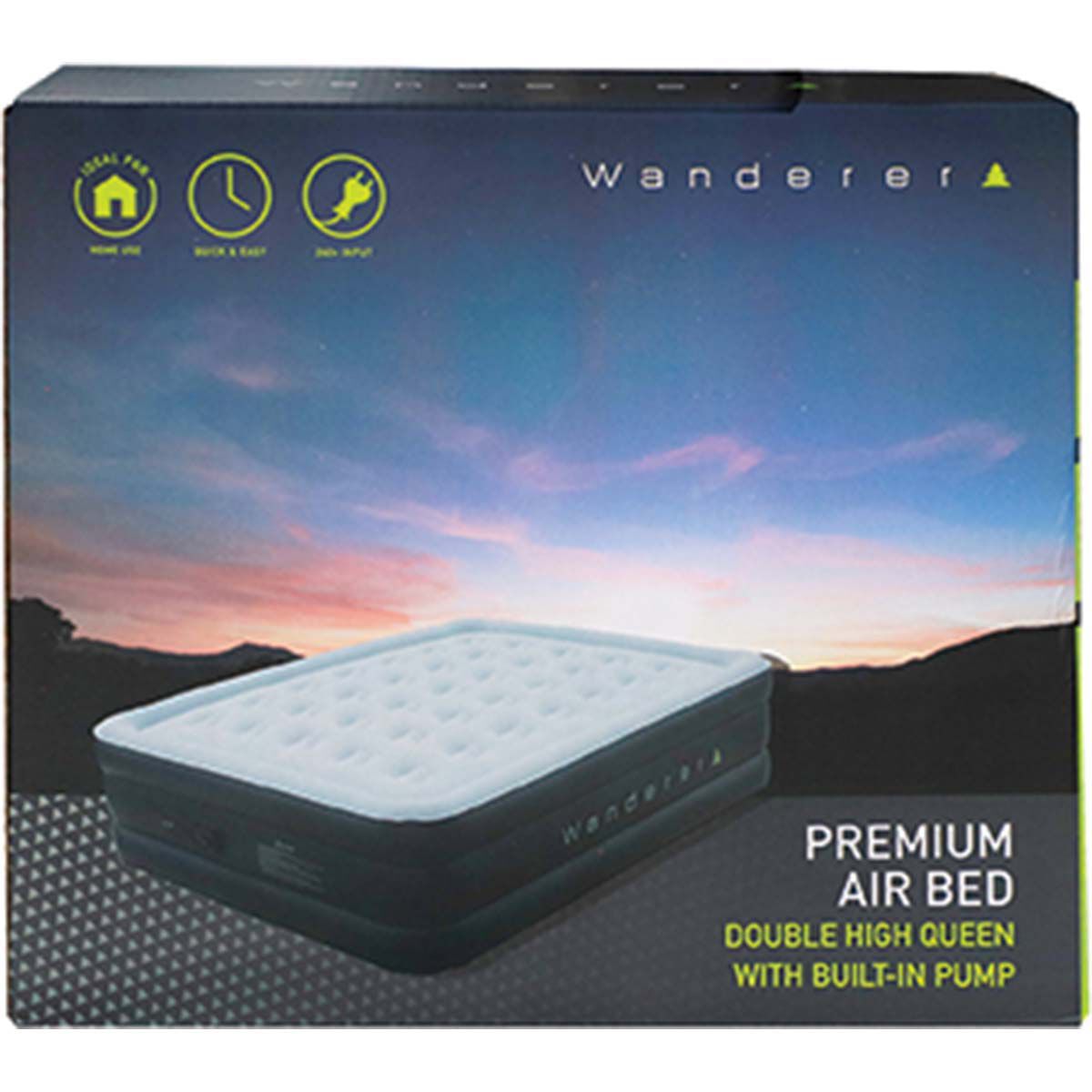 Wanderer double high premium air bed queen top