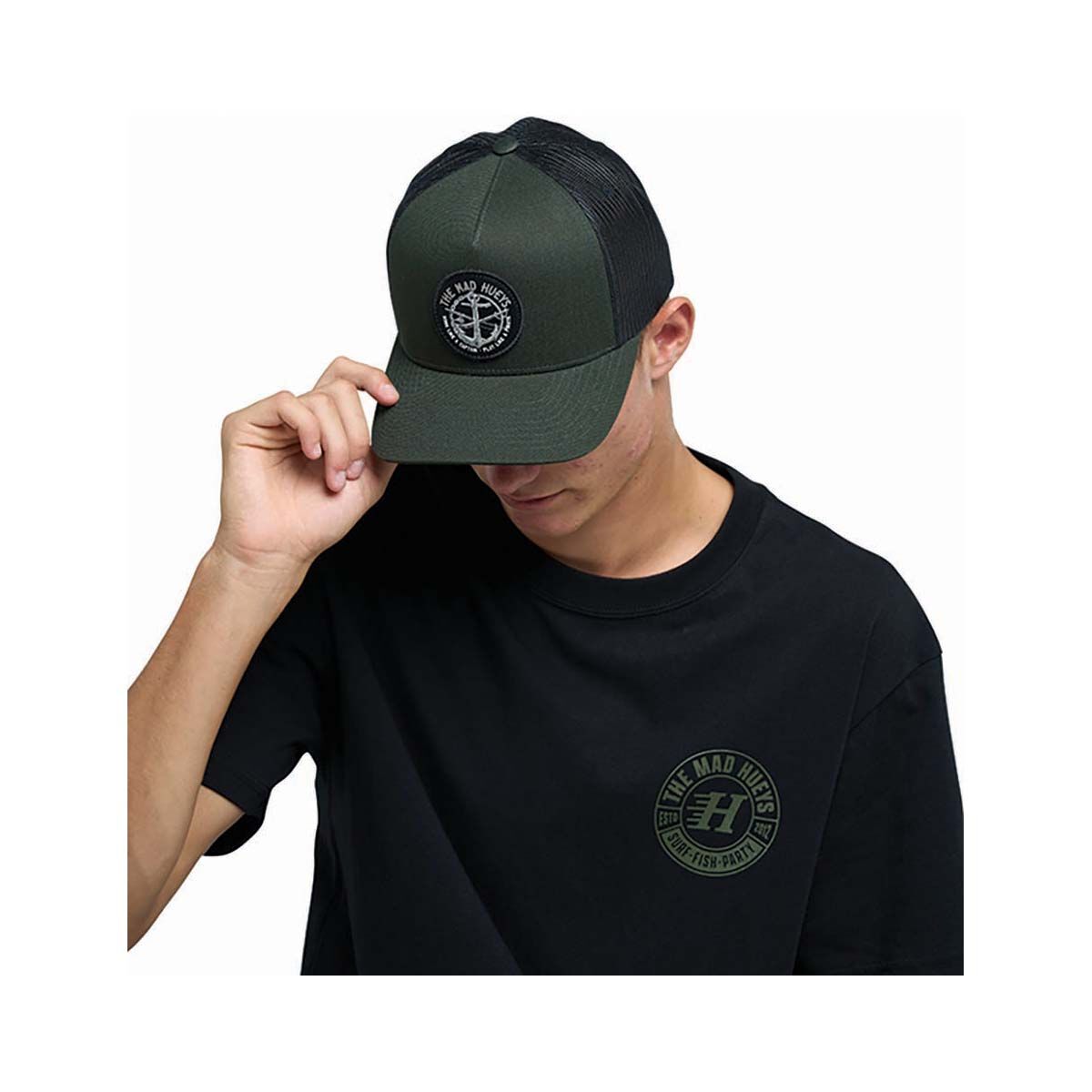 The Mad Hueys Men's Captain Pirate Trucker Cap Oil Green OSFM, Oil Green, bcf_hi-res