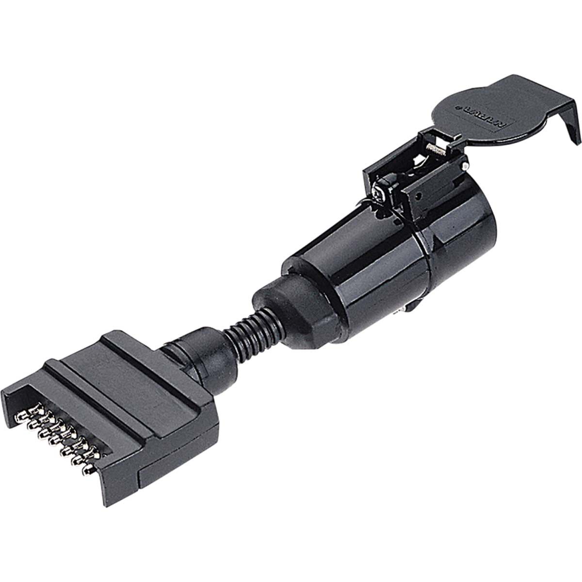 Narva Trailer Adaptor 7 Pin Flat Socket to 7 Pin Large Round Plug BCF