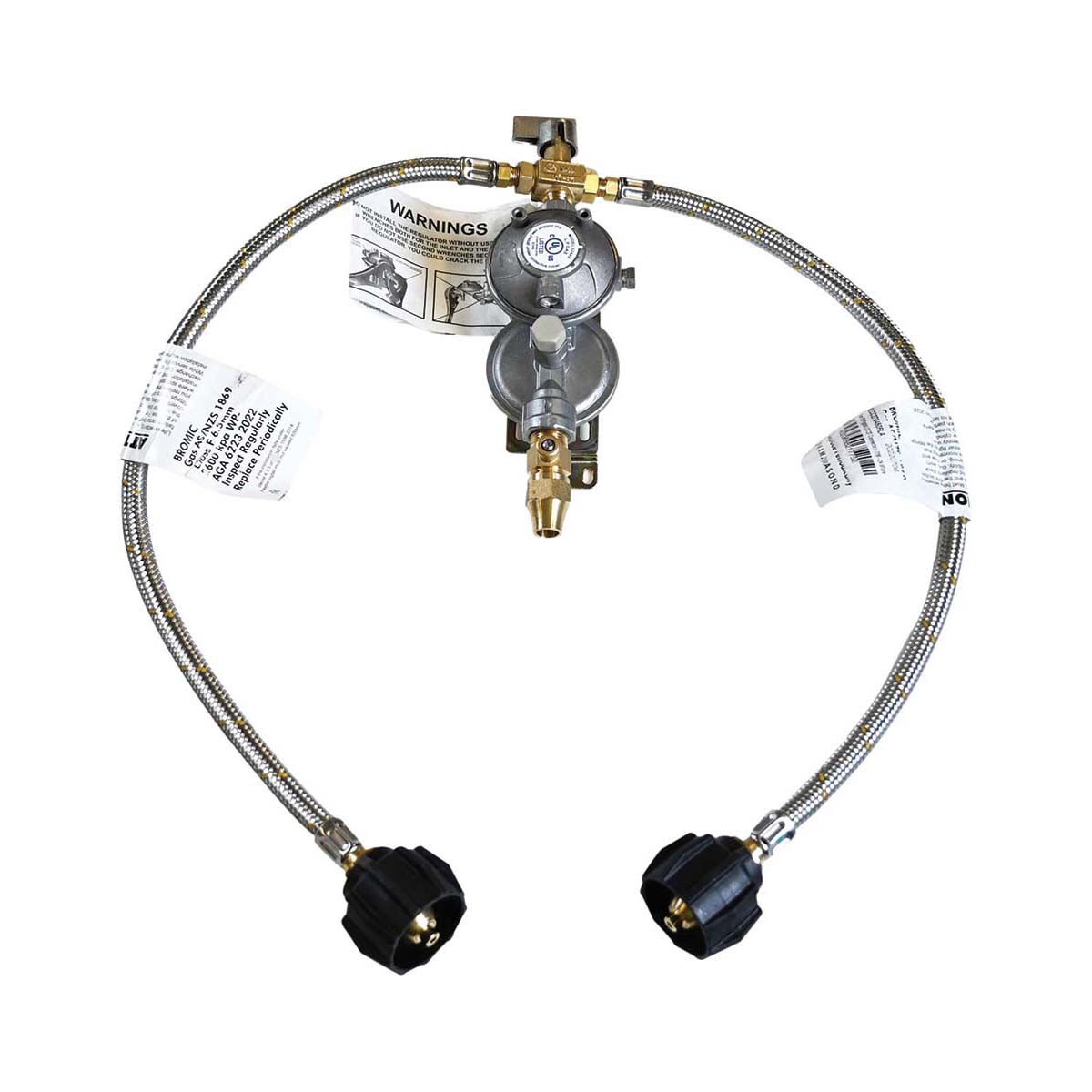 Bromic Regulator Kit LPG Adj 450mm SS Pigtail, , bcf_hi-res