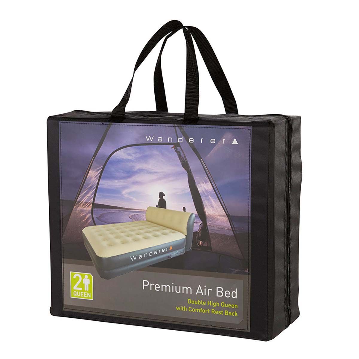 Wanderer double high premium air bed deals with pump queen