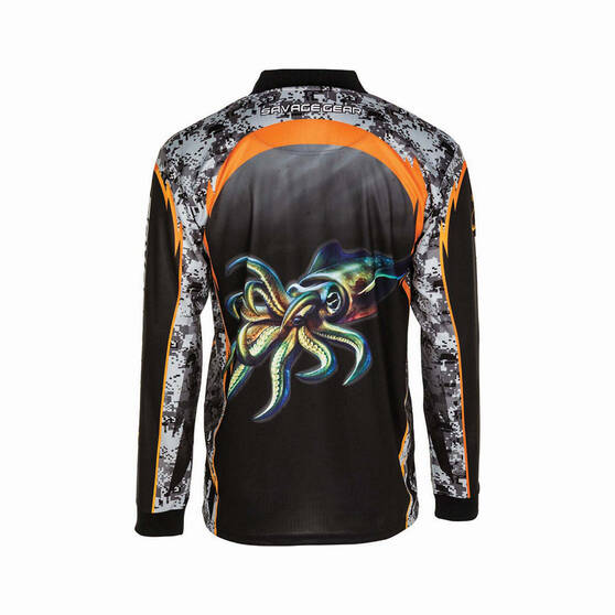 Savage Gear Men's Squid Fishing Shirt Black 2XL, Black, bcf_hi-res
