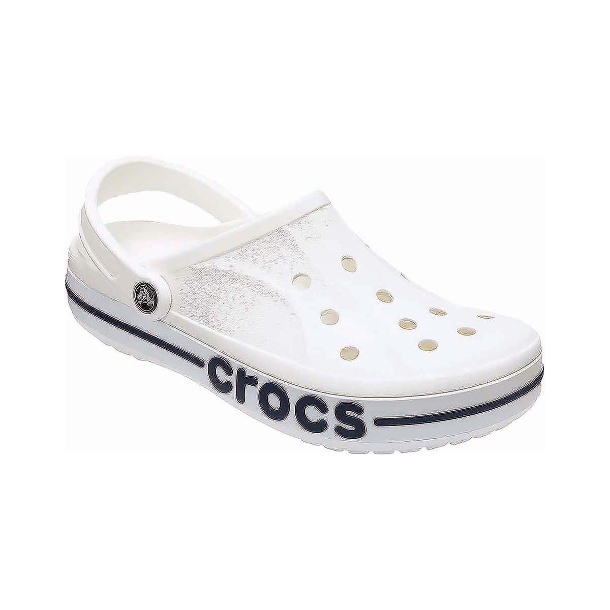 Crocs Unisex Bayaband Clogs, White/Navy, bcf_hi-res