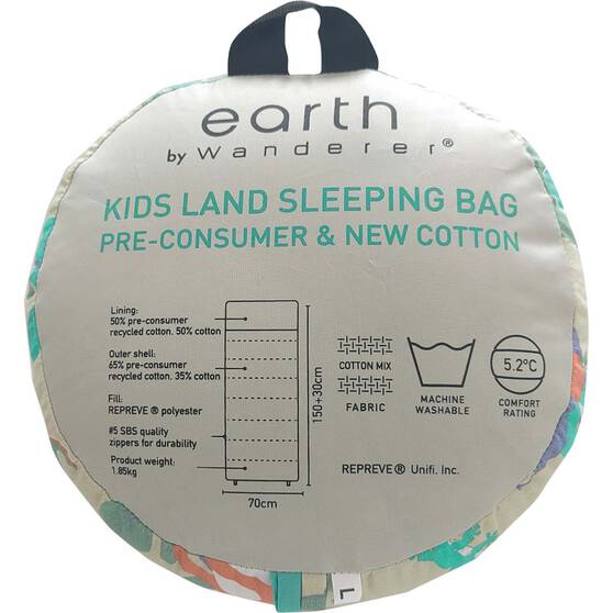 earth by Wanderer® Kids Land Cotton 5.2°C Sleeping Bag, , bcf_hi-res