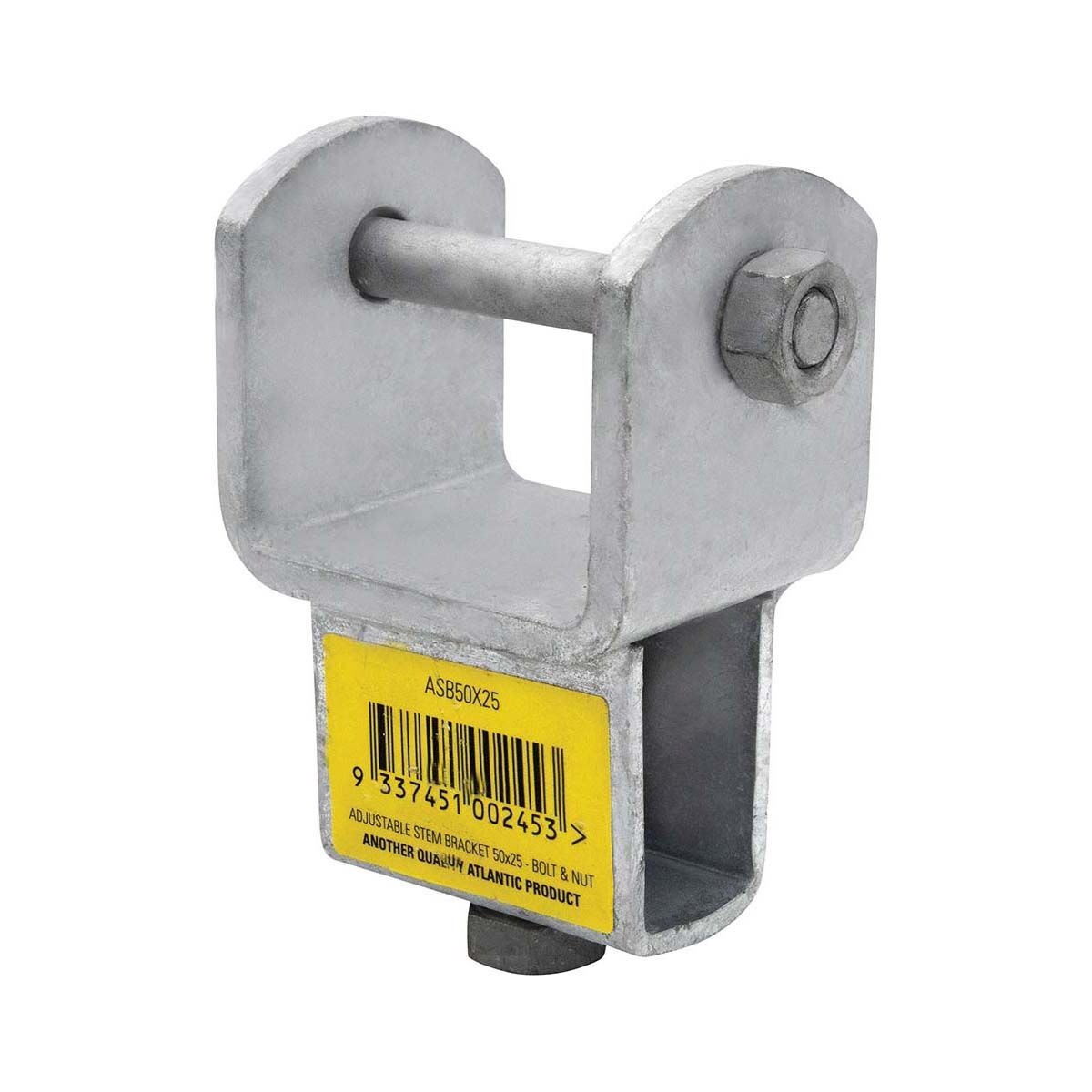 Atlantic Boat Trailer Bracket Adjustable Stem Bracket with Bolt & Nut 50mmx25mm Galvanised, , bcf_hi-res