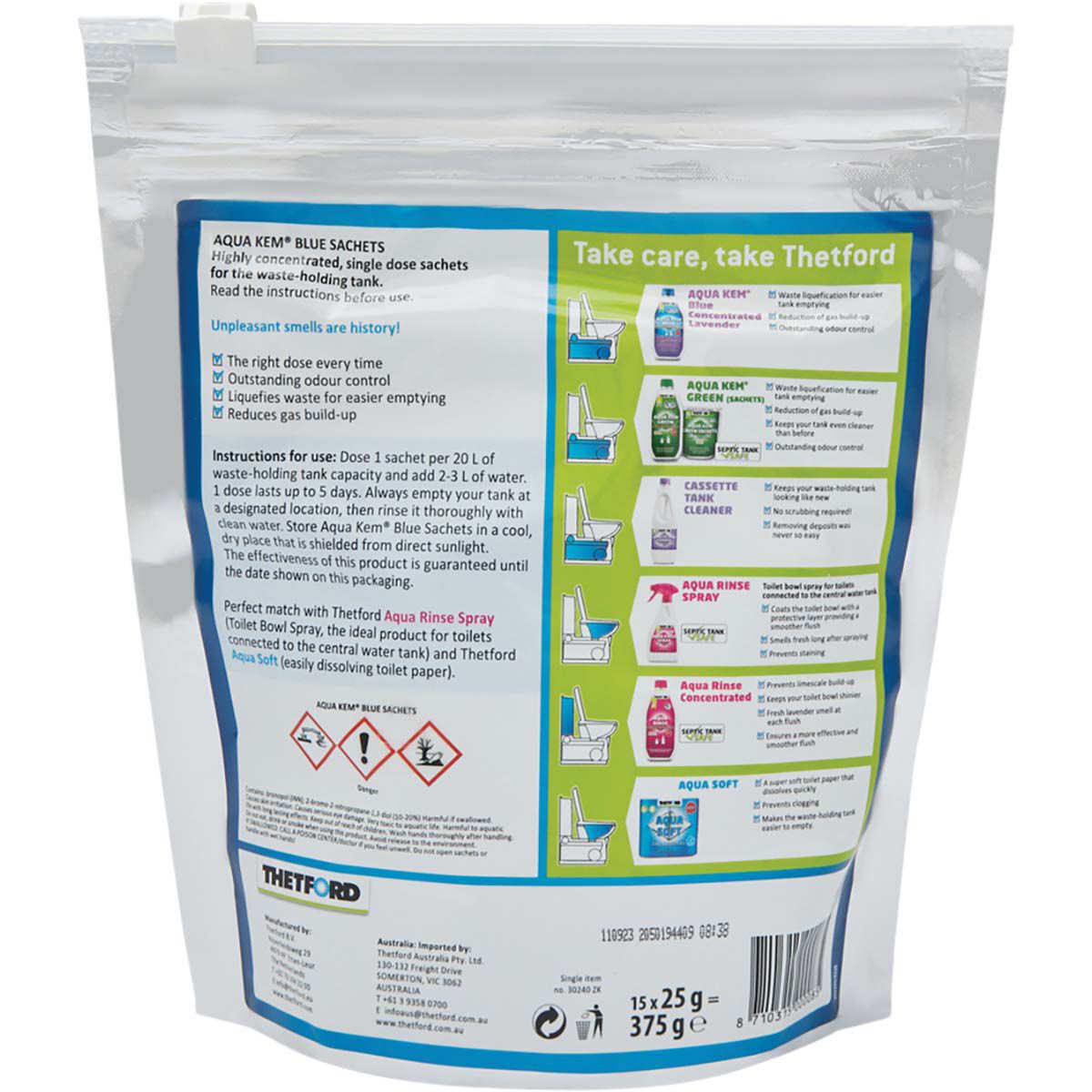 Thetford Aqua Kem Blue Sachets 15 Pack, , bcf_hi-res