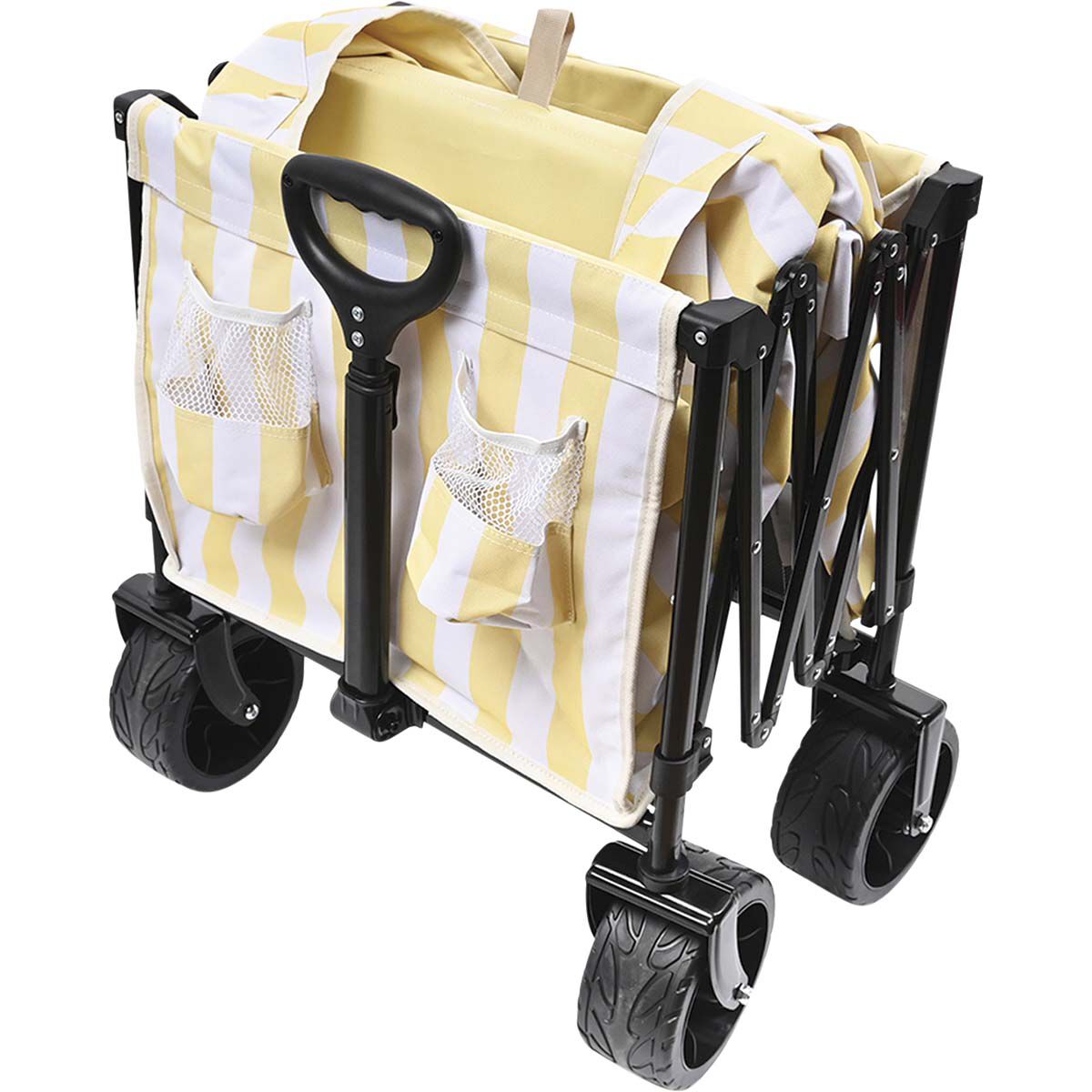 Wanderer Flat Fold Beach Cart 100kg Yellow Stripe, , bcf_hi-res