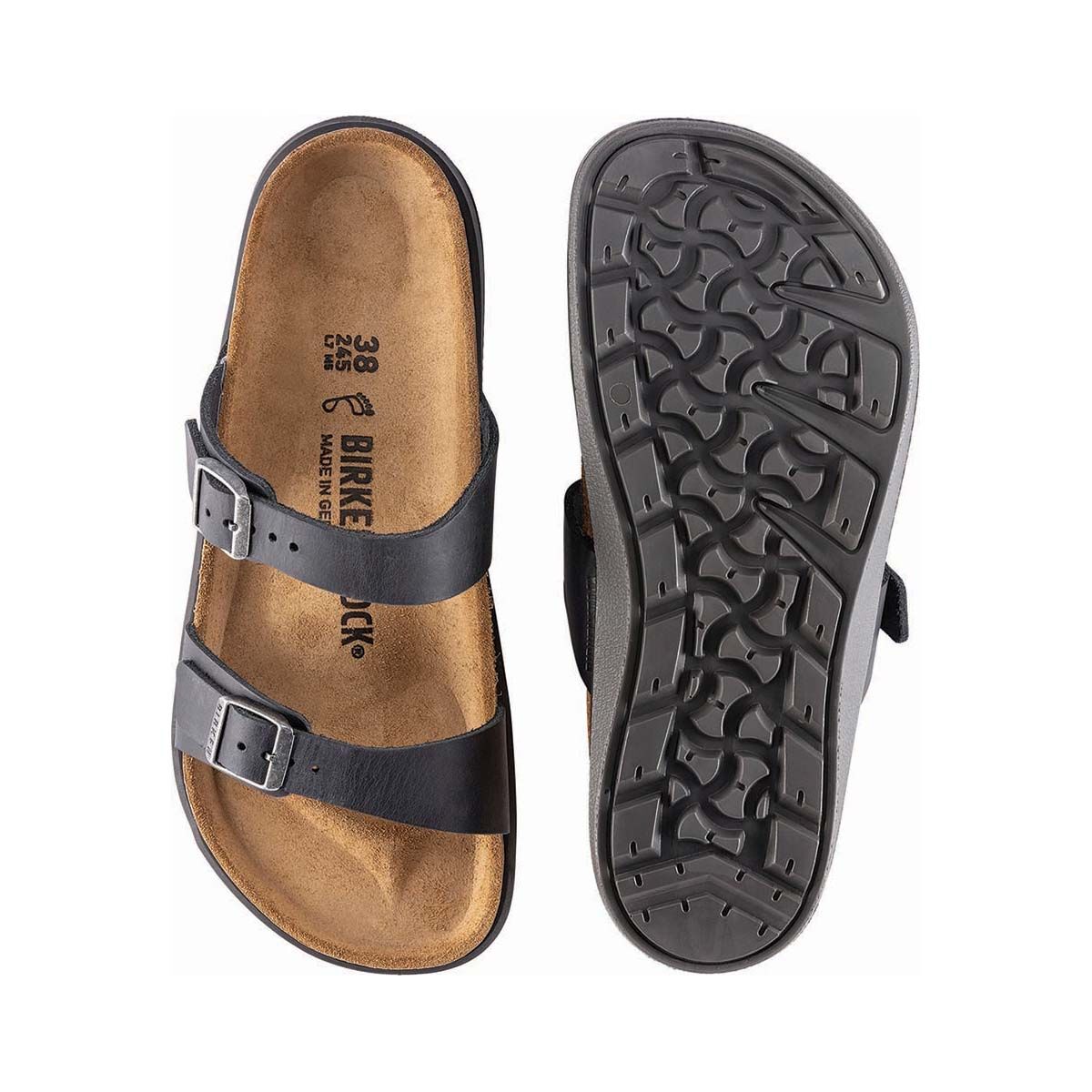 Birkenstock Women&rsquo;s Sierra Narrow Cross Town Oiled Leather Sandals, Black, bcf_hi-res