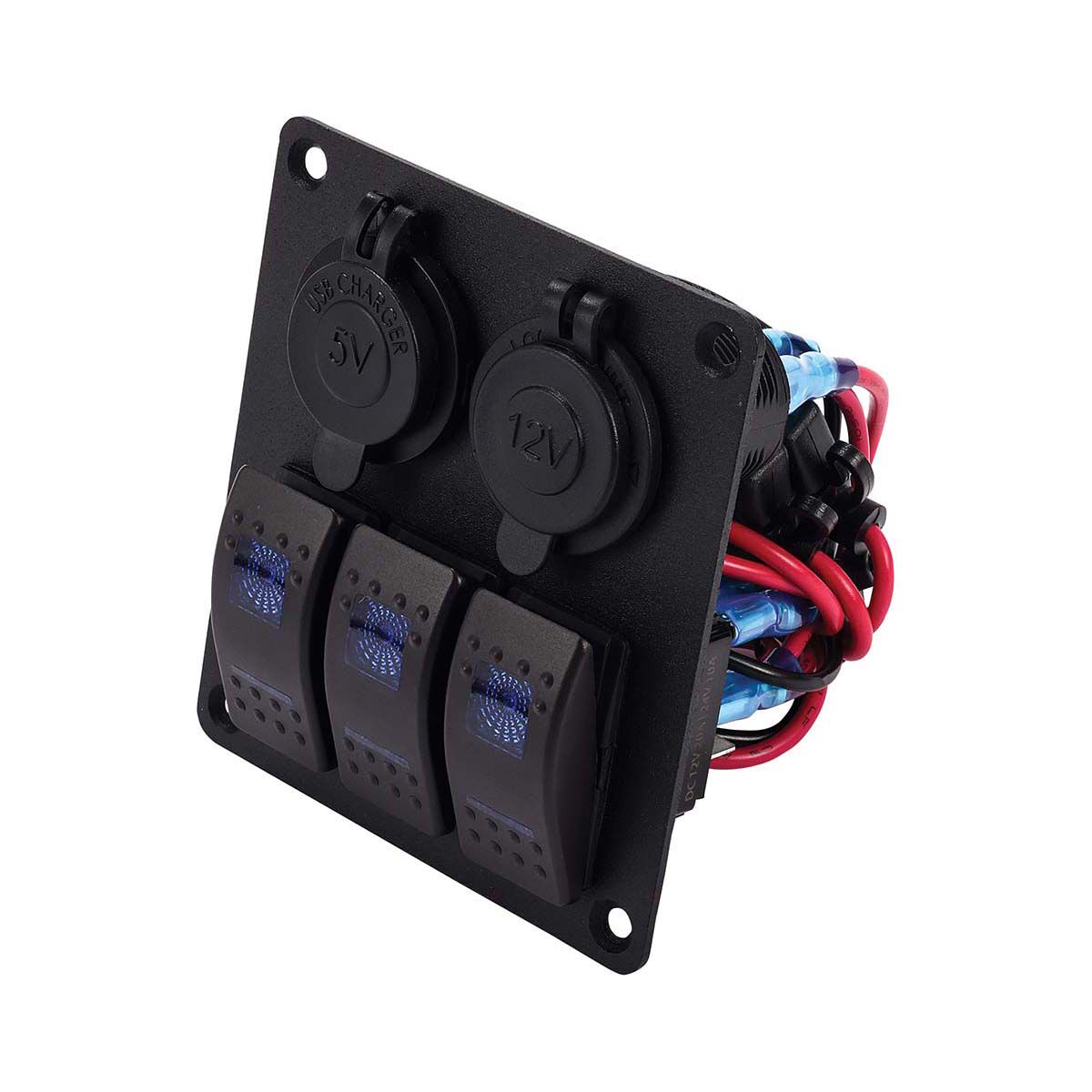 Bowline Switch Panel 3 Rocker 2 USB Plus Cigarette Socket BCF