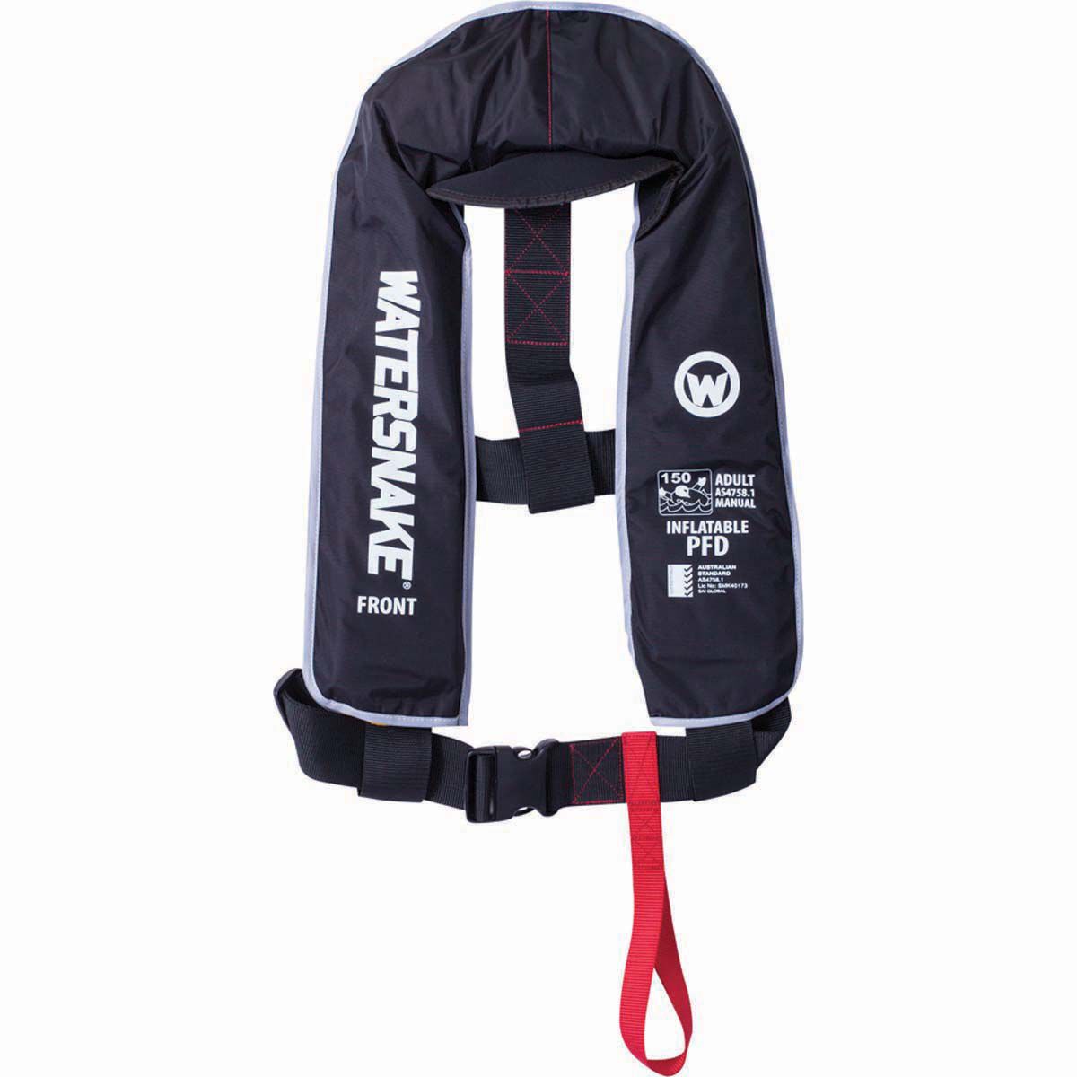 Watersnake Adult Manual Inflatable Pfd Black Bcf