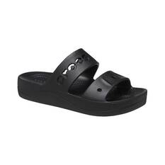 Crocs Women's Platform Baya Sandals Black W11, Black, bcf_hi-res