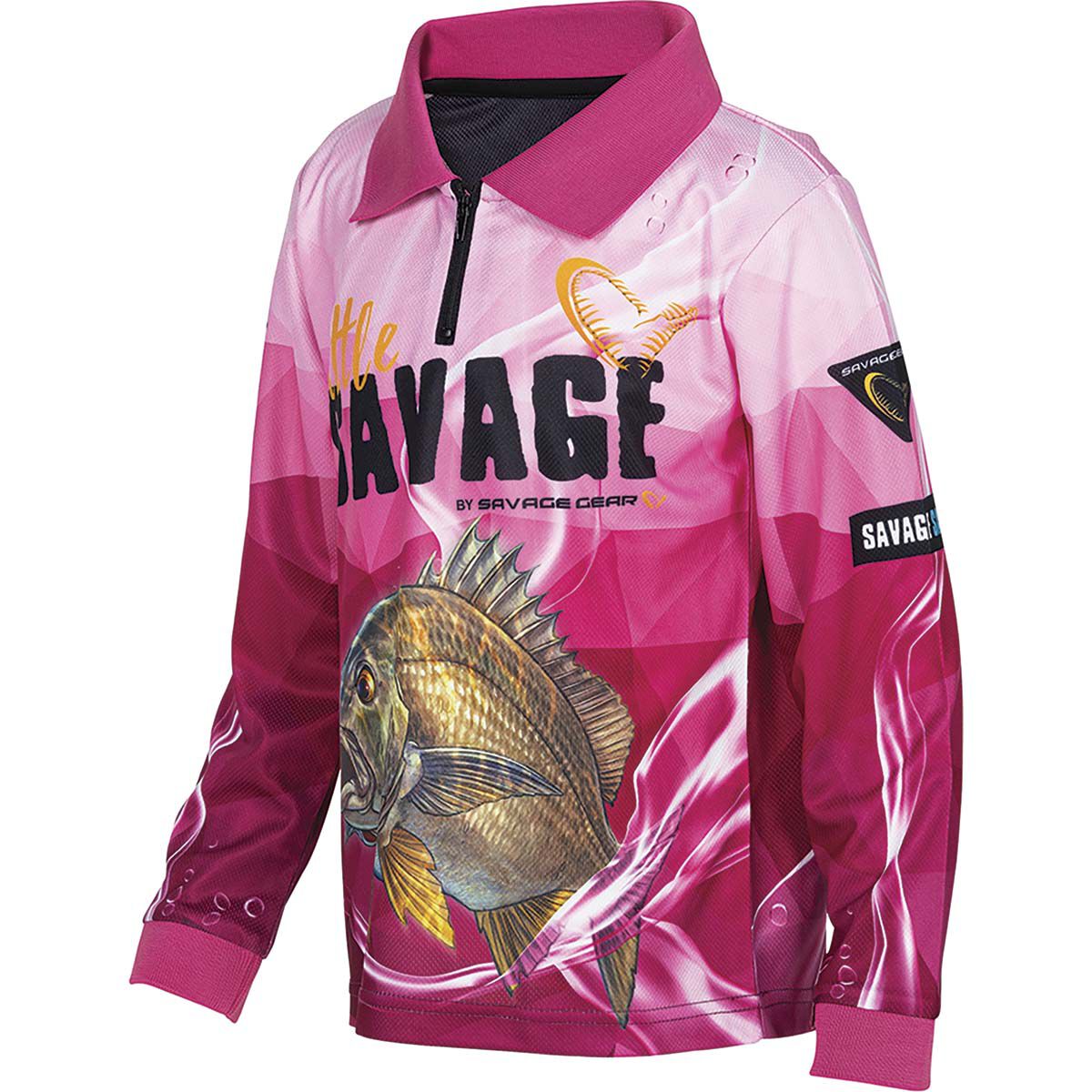 Savage Gear Kids' Little Savage Fishing Shirt, Pink, bcf_hi-res