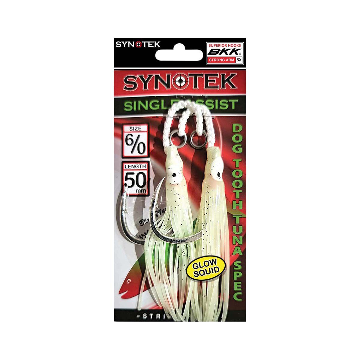 Synotek Single Assist Hooks 6/0 5.0cm Full Glow, Full Glow, bcf_hi-res