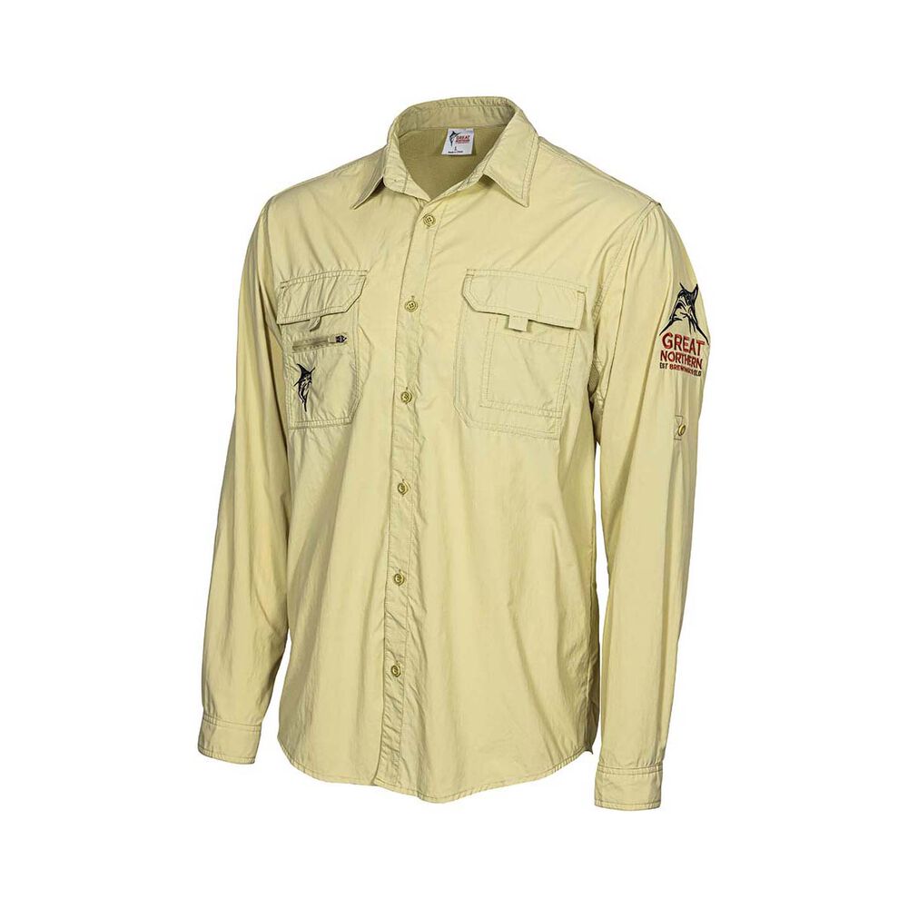 The Great Northern Brewing Co. Mens Long Sleeve Fishing Shirt Sand 3XL
