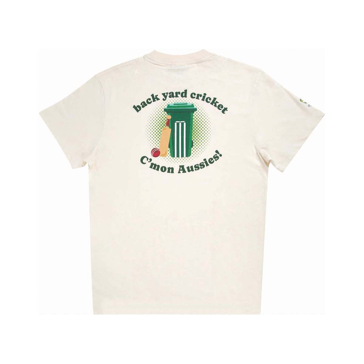 Gilroy x Cricket Australia Men's Backyard Cricket Short Sleeve Tee Cream S, Cream, bcf_hi-res