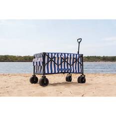 Wanderer Flat Fold Beach Cart 100kg Nautical Stripe, , bcf_hi-res