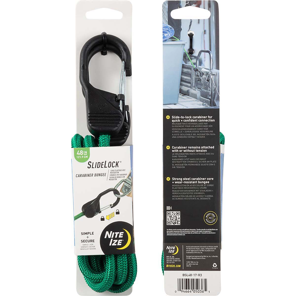 Nite Ize Carabiner SlideLock Bungee 48" Green, , bcf_hi-res