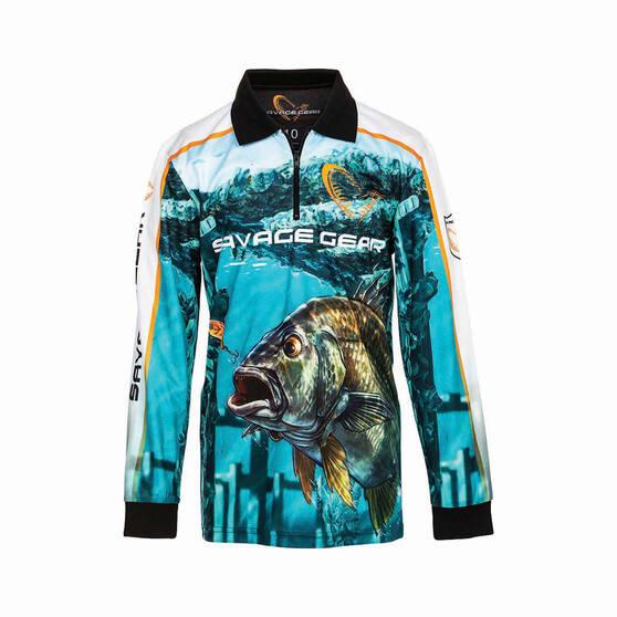 Savage Gear Youth Bream Sublimated Polo Green 8, Green, bcf_hi-res