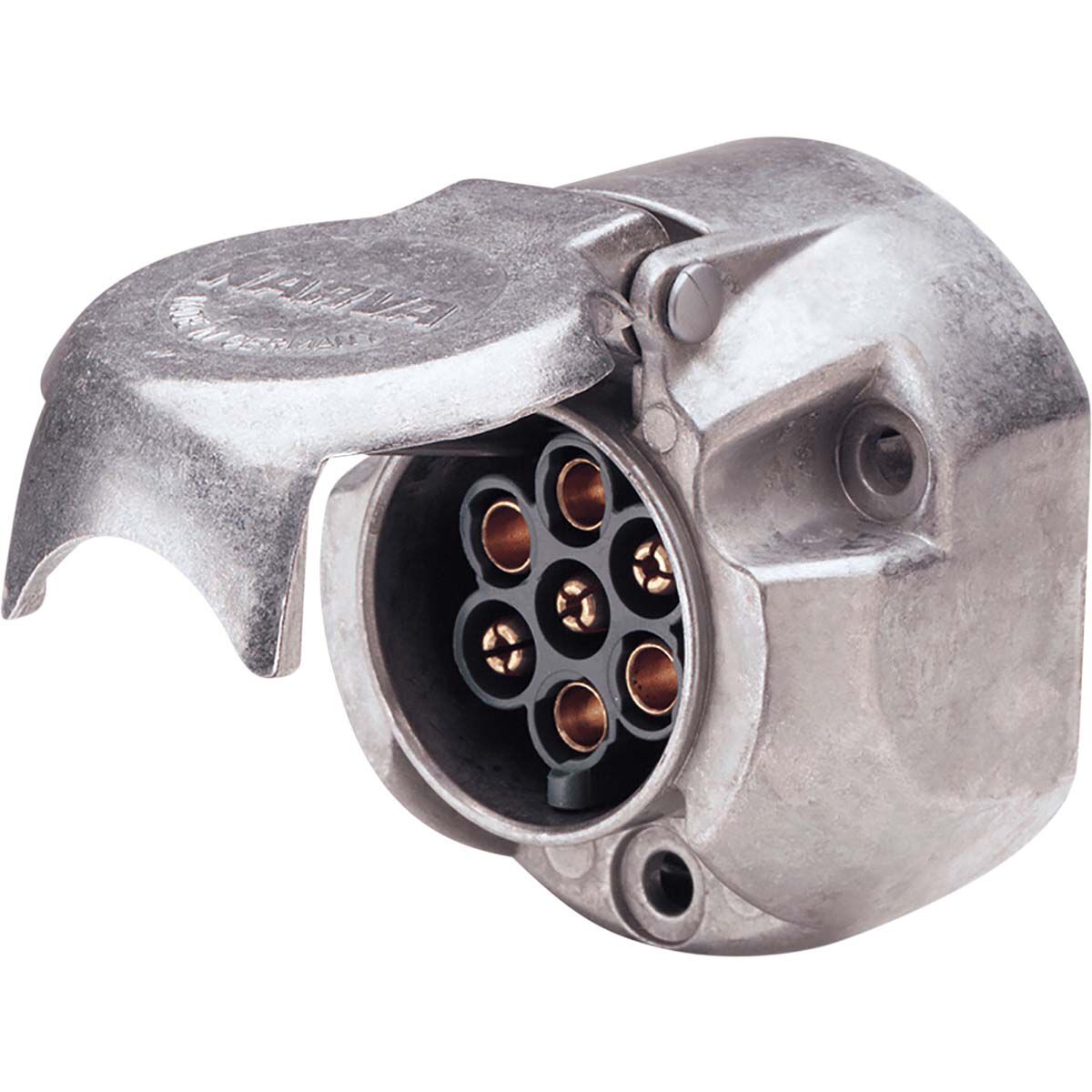 7 Pin Large Round Metal Trailer Socket, , bcf_hi-res
