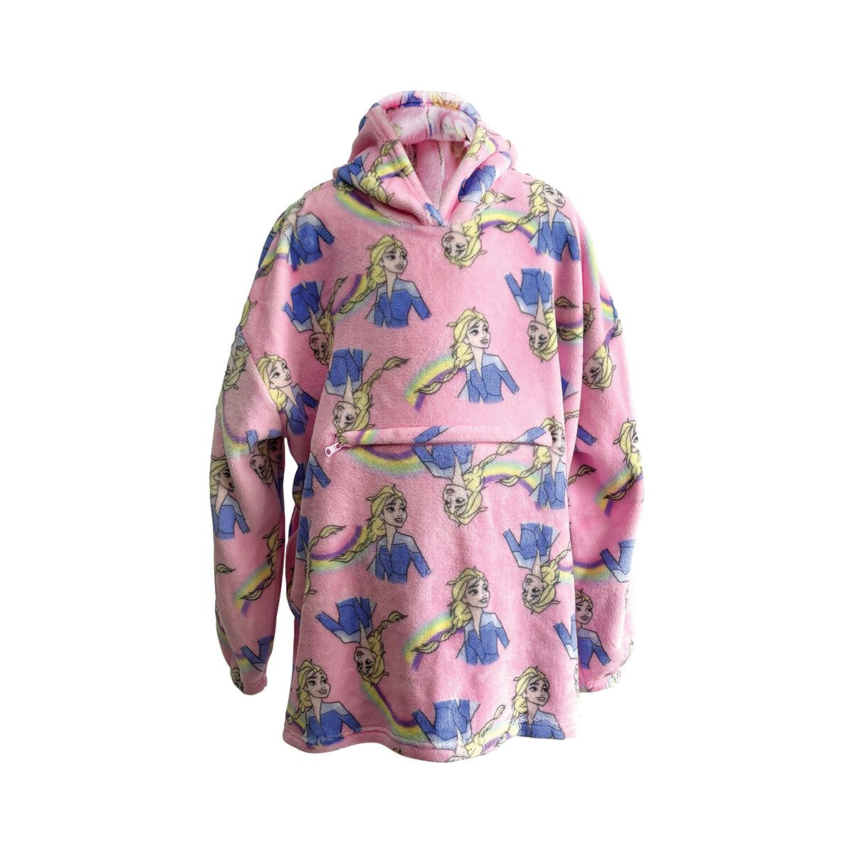 Disney Frozen Kids&rsquo; Oversized Fleece Hoodie Pink OSFM, Pink, bcf_hi-res